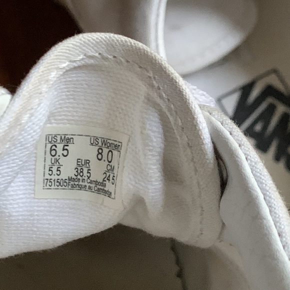 Vans Era True White Canvas Unisex Low Profile Skate Shoes Size W8/M6.5 - Picture 13 of 15
